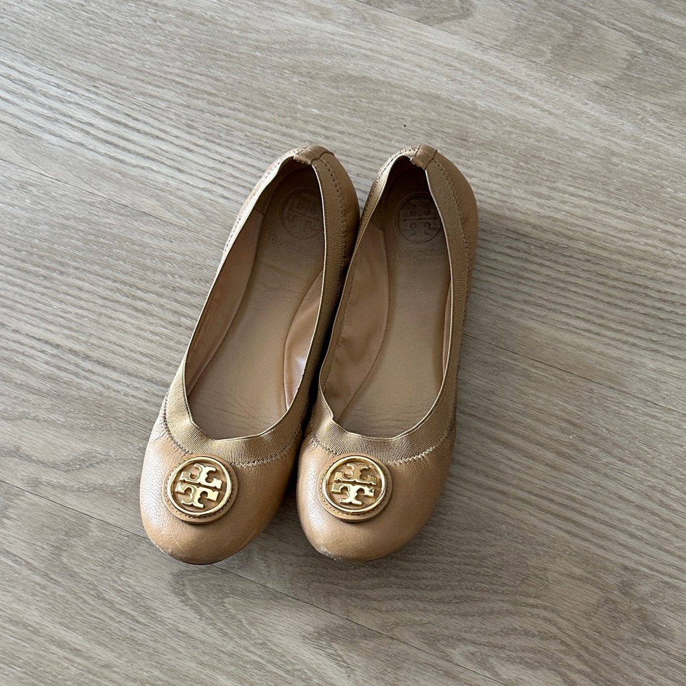 Tory Burch Gold Logo Flats
